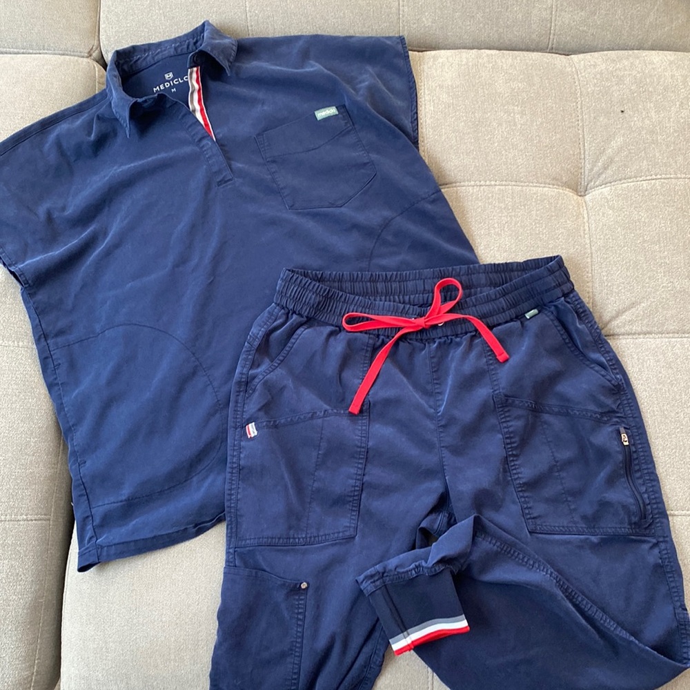 Mediclo cargo jogger and relaxed scrub top set navy medium
